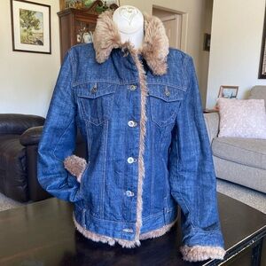 Autre Ton Fur Trimmed-Lined Women’s Jean Jacket Sz T38-Small - France